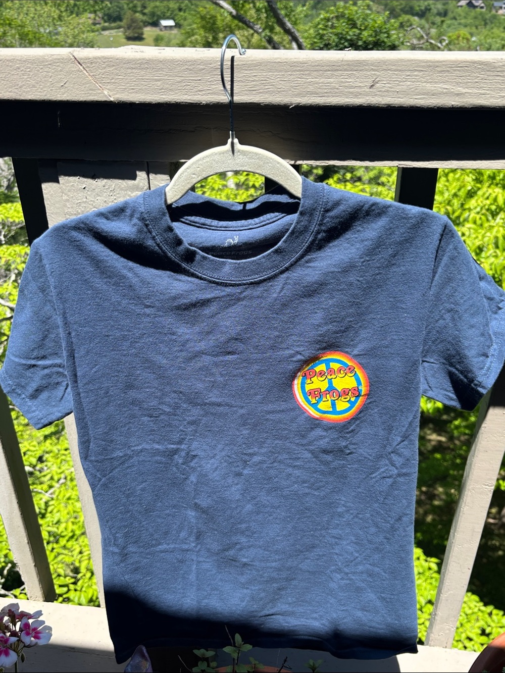 Peace Frogs Blue Short-Sleeve Graphic Tee with Chest Logo